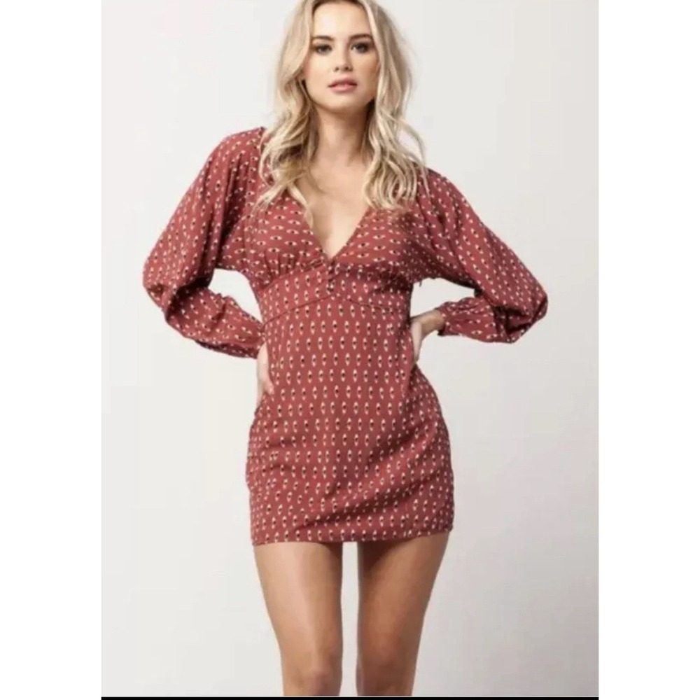 Amuse Society Anthropologie Arrowhead mini skirt long sleeve shirt dress Size L